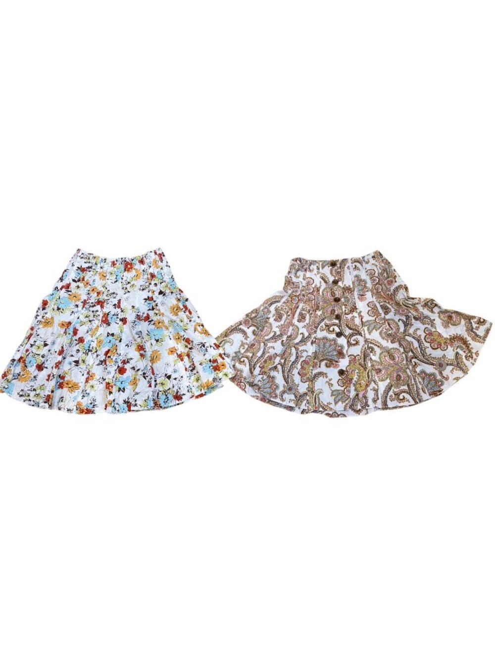 CAbi Palapa Skirts Lot of 2 Womens Size 8 Cotton Floral Paisley Boho Midi
